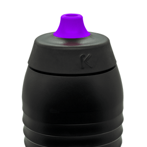 Schwarze Keego Trinkflasche mit Easy Clean Noppe aus reinem Silikon violet